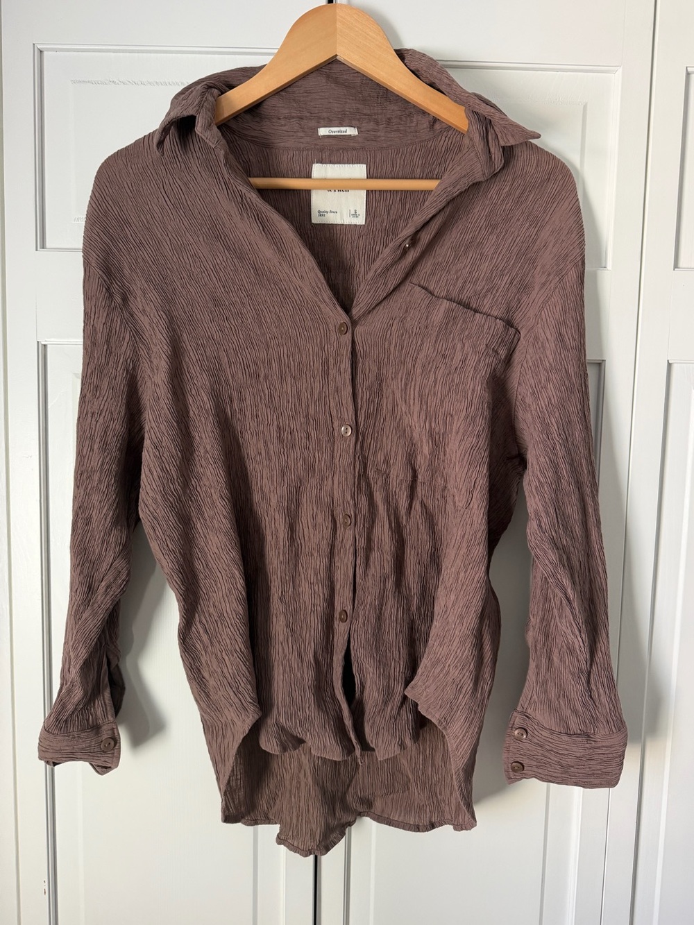 Abercrombie & Fitch Mauve Brown Crinkle Button-Down Shirt